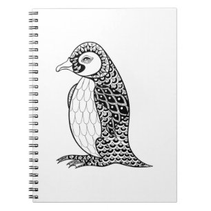 Caderno Espiral Rei pinguim artístico Zendoodle