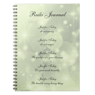 Caderno Espiral Reiki Principles sparkly design