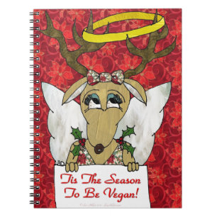 Caderno Espiral Reindeer Angel Tis A Época de Ser Vegan