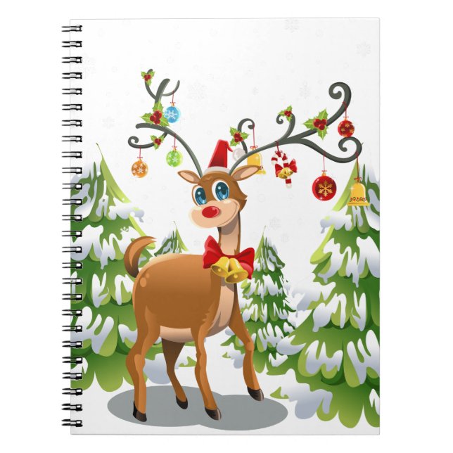 Caderno Espiral Reindeer Bonito na Neve (Frente)