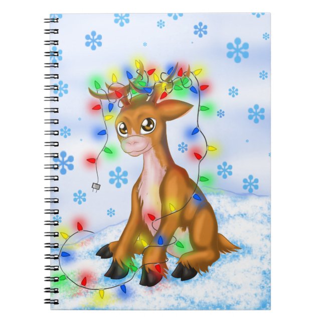 Caderno Espiral Reindeer das Luzes de Natal (Frente)