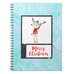 Caderno Espiral Reindeer De Natal Em Um Whimsical Suéter Feio