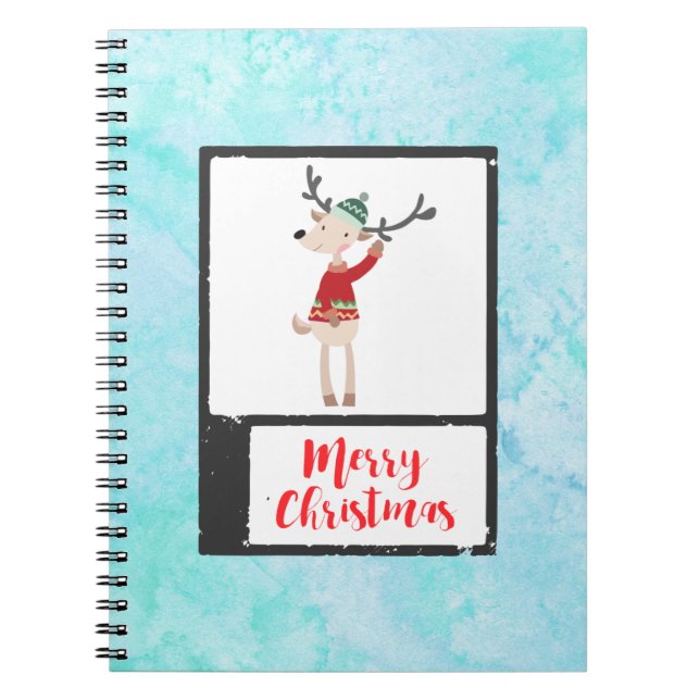 Caderno Espiral Reindeer De Natal Em Um Whimsical Suéter Feio (Frente)