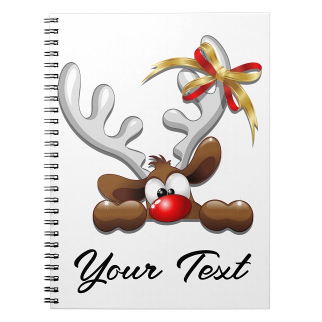 Caderno Espiral Reindeer Enzergou Caráter de Natal Engraçado (Frente)