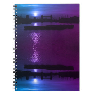 Caderno Espiral Reino Unido Inglaterra Londres pôr do sol Tower Br