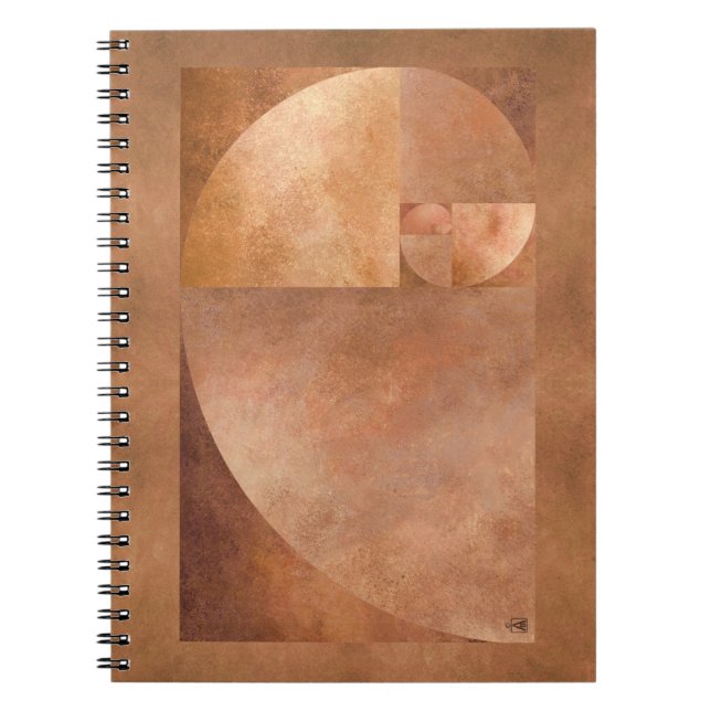Caderno Espiral Relação dourada, espiral de Fibonacci (Frente)