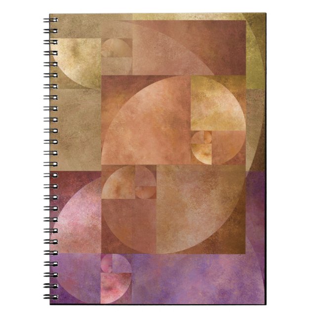 Caderno Espiral Relação dourada, espiral de Fibonacci (Frente)