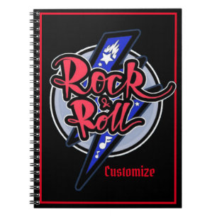 Caderno Espiral Relâmpago da rocha & do rolo