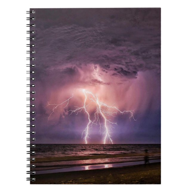 Caderno Espiral Relâmpago na praia no notebook (Frente)