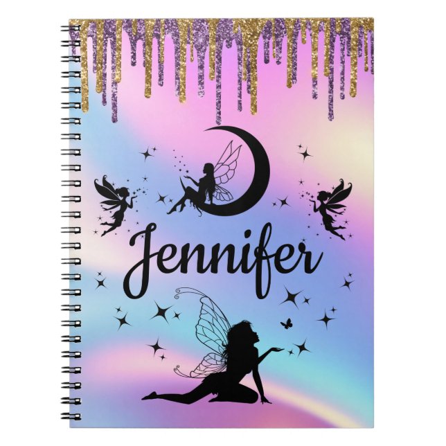 Caderno Espiral relâmpagos holográficos personalizados elegantes (Frente)