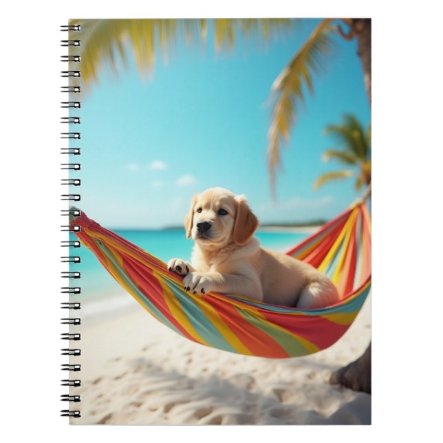 Caderno Espiral Relaxamento de Cães em Hammock (Frente)