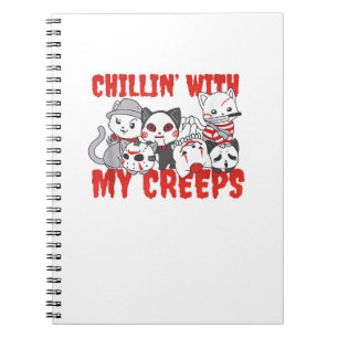 Caderno Espiral Relaxando Com Meus Gatos de Terror Assassino de Ha