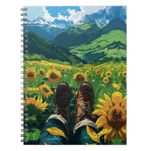 Caderno Espiral Relaxando no Paraíso dos Girassóis