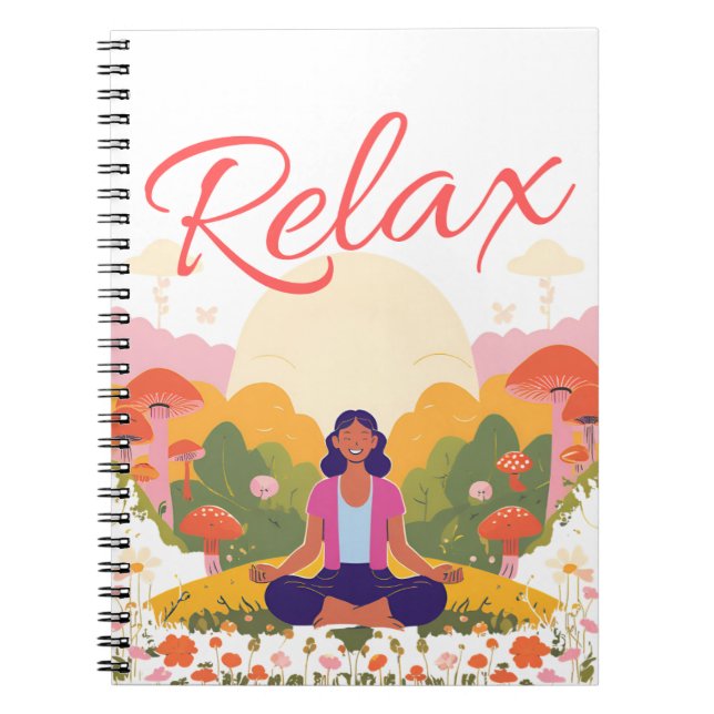 Caderno Espiral Relaxe o notebook do Vazio de Mushroom com calma (Frente)