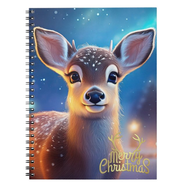Caderno Espiral Rena com saudação de Feliz Natal (Frente)