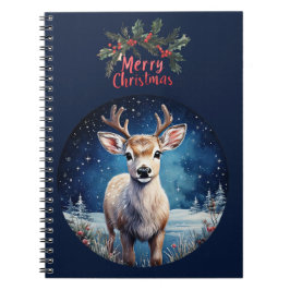 Caderno Espiral Rena com saudação de Natal alegre