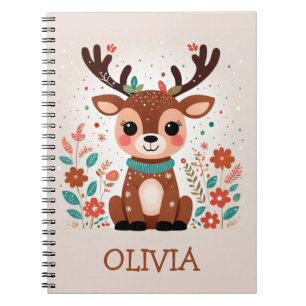 Caderno Espiral Rena e Flores Personalizadas Fofo