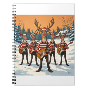 Caderno Espiral “Renas Tocando Guitarra para o Natal” traz um