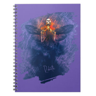 Caderno Espiral Renascimento. Esqueleto com asas ascensões