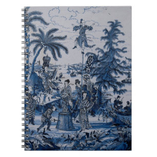 Caderno Espiral Repro Chinoiserie Delft Blue e White Azulejo