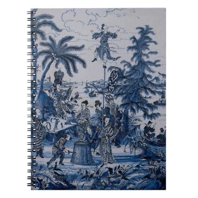 Caderno Espiral Repro Chinoiserie Delft Blue e White Azulejo (Frente)