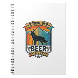 Caderno Espiral Resgate Pai Amante de Cerveja Cachorro Vintage Pôr