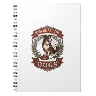 Caderno Espiral Resgate Todos os Cães Floral de Cães Coroa de Fita