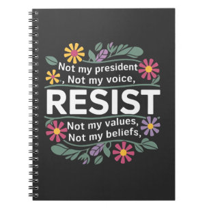 Caderno Espiral Resistência a Protesto Botânico Floral Anti-Trump