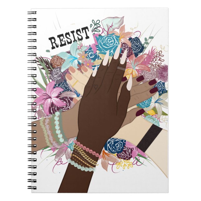 Caderno Espiral Resistir Juntos - Arte Flaoral Feminista (Frente)