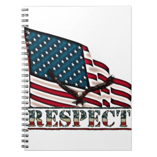 Caderno Espiral Respeito Patriótico com a Águia Balda e a bandeira