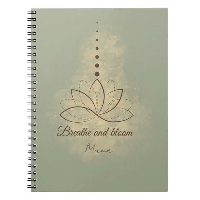 Caderno Espiral Respire e Floresça Mama Lotus Design (Frente)