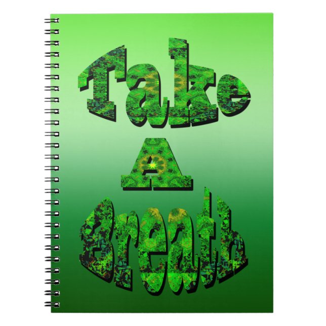 Caderno Espiral Respire, Escrito Em Verde, (Frente)