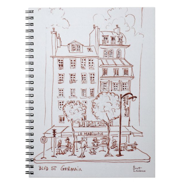 Caderno Espiral Restaurante no Boulevard | Saint-Germain, Paris (Frente)