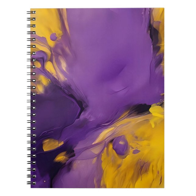 Caderno Espiral Resumo Abstrato Roxo e Dourado (Frente)