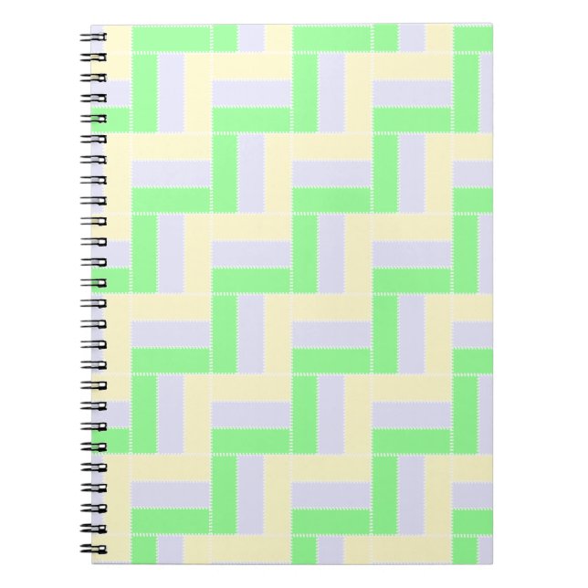 Caderno Espiral Retângulos de Pastel Linhas Brancas Padrão (Frente)