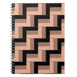 Caderno Espiral Retângulos Geométricos Pretos de Mocha Castanho