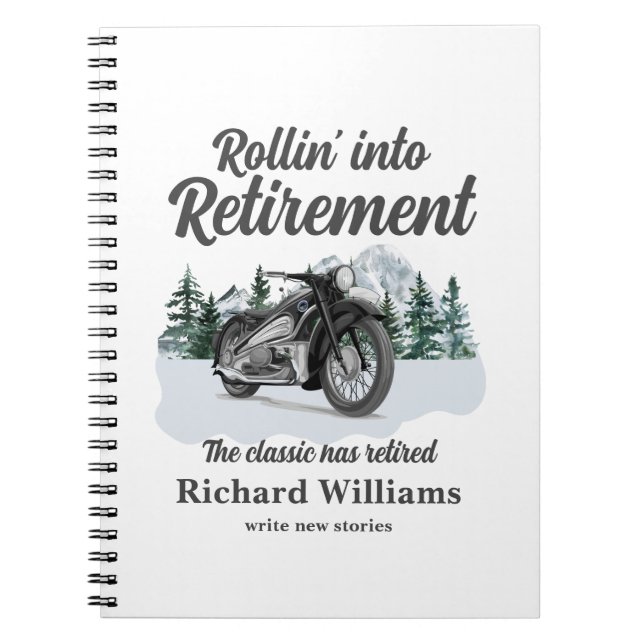 Caderno Espiral Retirement Travel Theme Classic Motorbike Rolling (Frente)