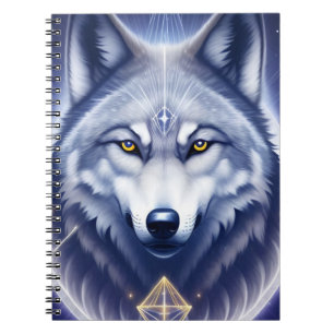 Caderno Espiral Retrato Artístico de Lobo Místico