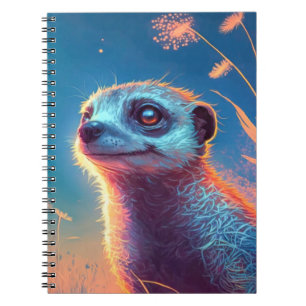 Caderno Espiral Retrato de Animais Meerkat Pintura de Vida Selvage