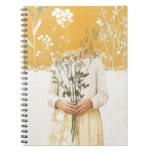 Caderno Espiral Retrato de Buquê de Flores Silvestres Cottagecore
