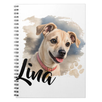 Caderno Espiral Retrato de Cachorro em Aquarela com Pincelada Artí