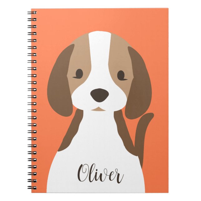 Caderno Espiral Retrato de cachorro marrom e branco fofo (Frente)