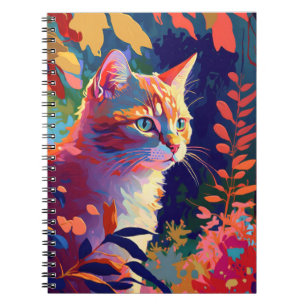 Caderno Espiral Retrato de Cat Animal Pintura de Natureza Selvagem
