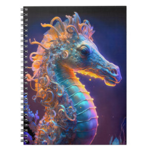 Caderno Espiral Retrato de Cavalo do Mar Pintura de Vida Selvagem