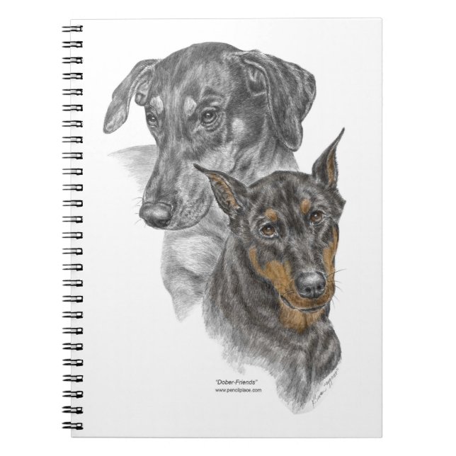 Caderno Espiral Retrato de Dois Dobermans (Frente)