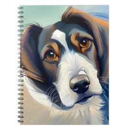 Caderno Espiral Retrato de esboço de cãozinho bonito