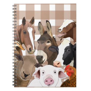 Caderno Espiral Retrato de Fazenda-branca Gingham Check - Brown