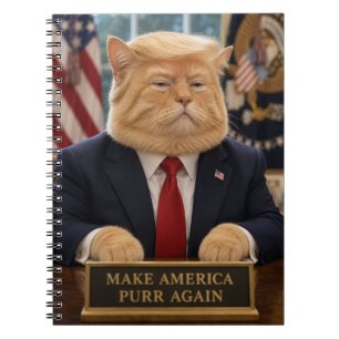 Caderno Espiral Retrato de Gato Trump – Faça a América Ronronar No