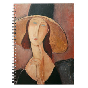 Caderno Espiral Retrato de Jeanne Hebuterne em um chapéu grande
