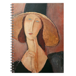 Caderno Espiral Retrato de Jeanne Hebuterne em um chapéu grande